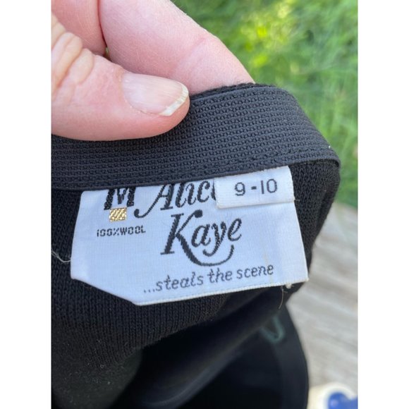 Vintage Wool Knit 1960s Black Classic Skirt Alice Kaye - Picture 8 of 8